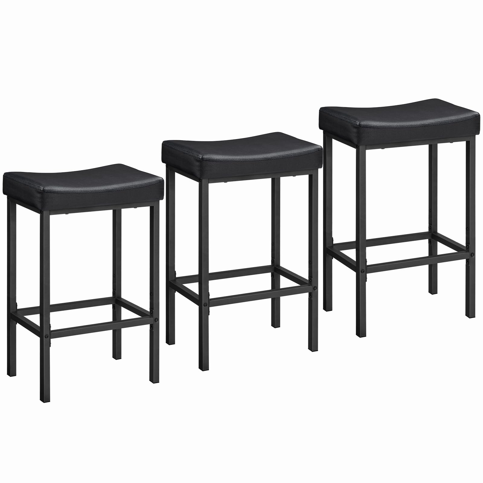 HOOBRO Bar Stools,Set of 3 Bar Chairs, Counter Height Bar Stools, Saddle Stools, Set of 3 Kitchen Stools, 24.8" Barstools, 2.4" Thick Upholstery, for