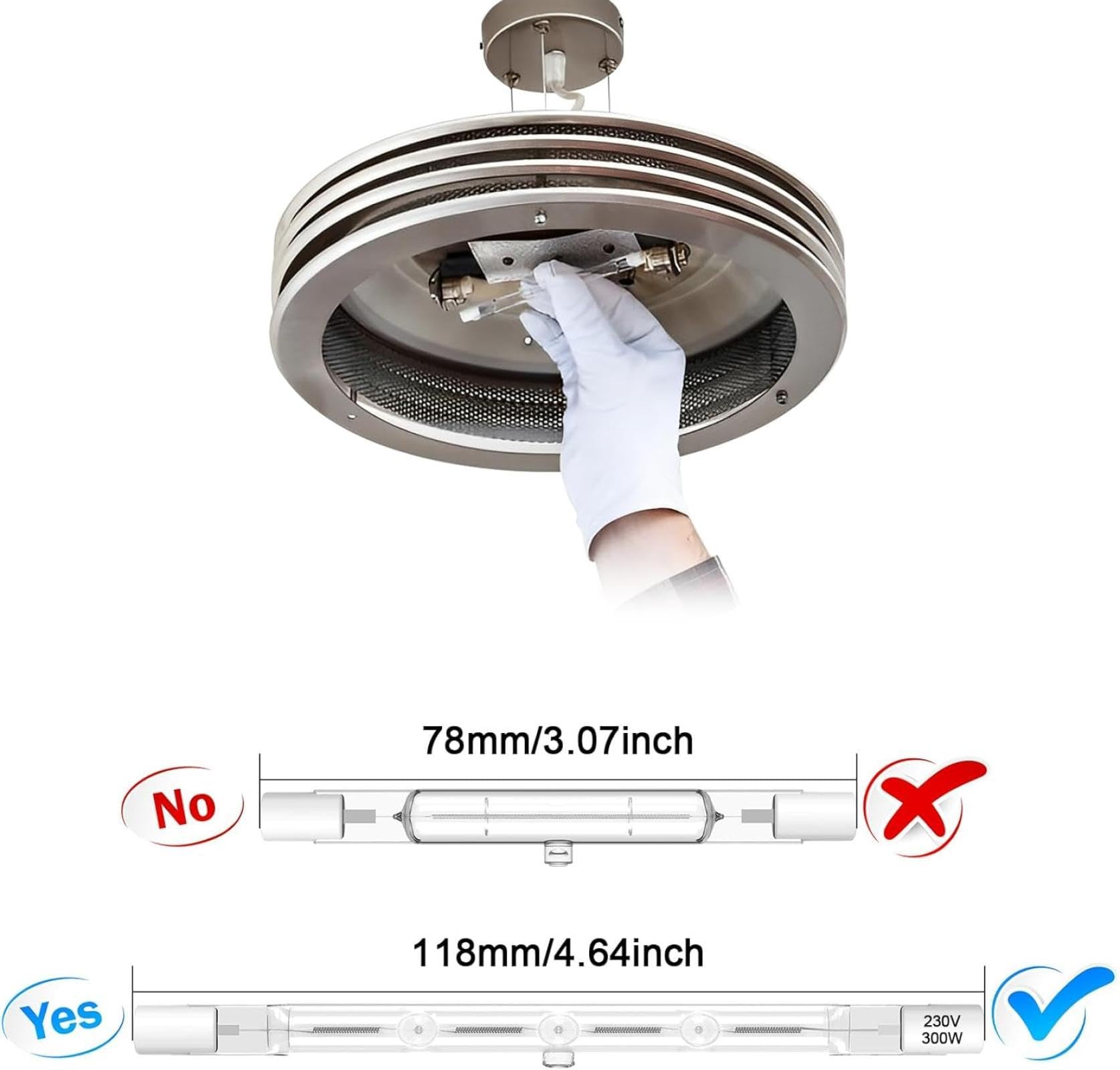 R7S Halogen-Wolfram-Filament-Leuchtmittel, 10 Stück, 118 mm, 120 V/230 V, 500 W, J-Typ T3 Halogen-Leuchtröhren, 50 Stück, 110 V -J118