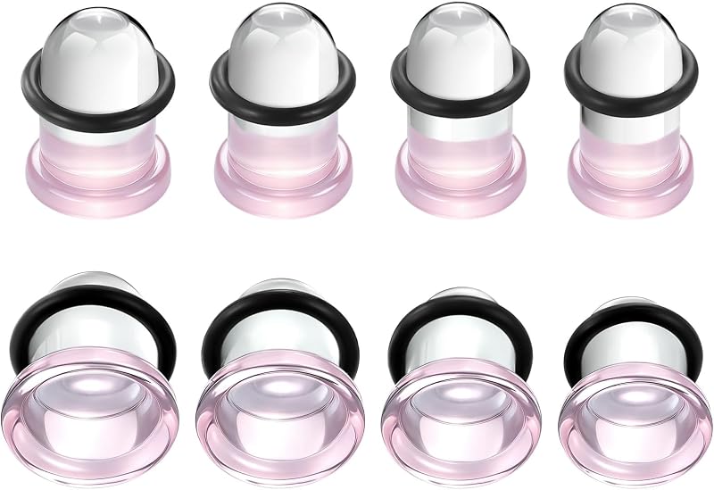 Xpircn Kit de plugs de vidro para alargamento de orelhas com anéis de borracha, flare único, 8,5 mm a 10 mm