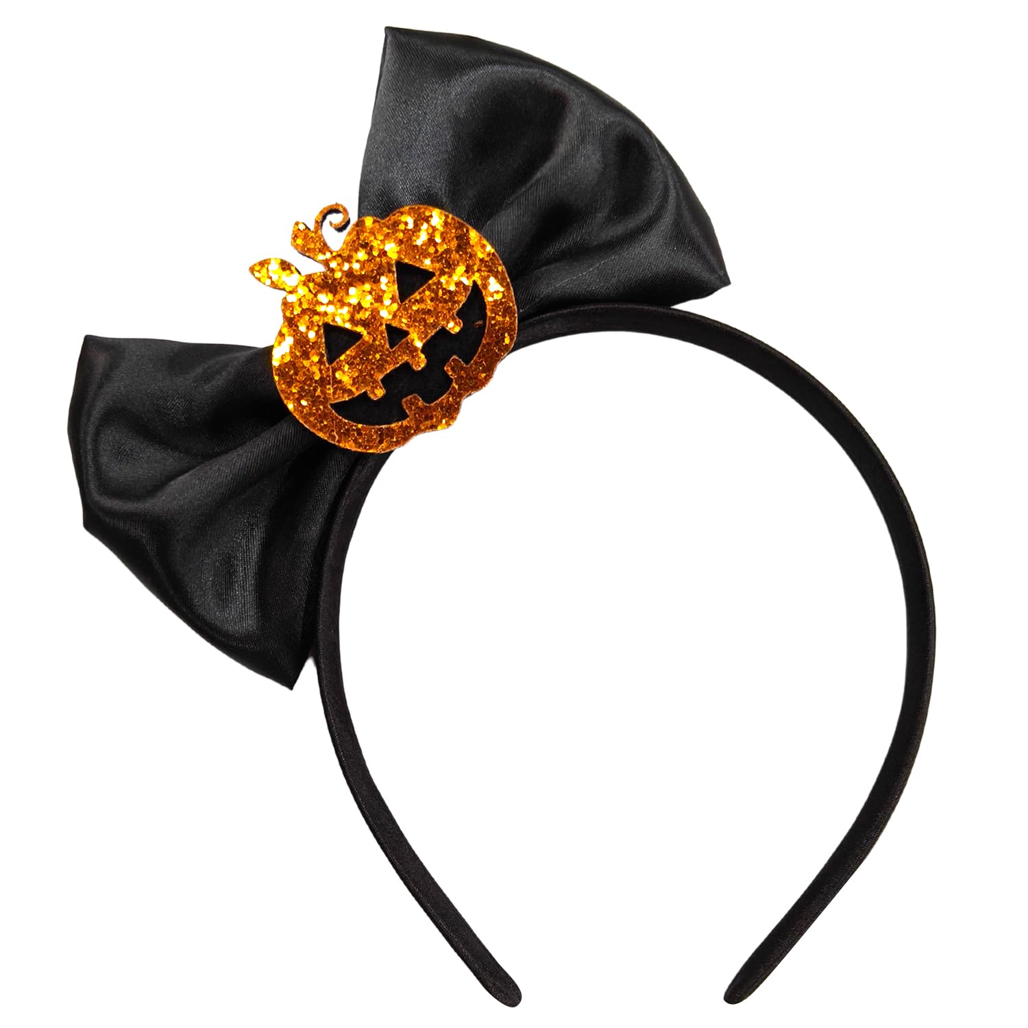 Halloween Headband Glitter Pumpkin Hair Hoop Bow Black Hair Accessories for Women Girls Headwear Cosplay Makeup Party Photo Props Halloween Head Decoration