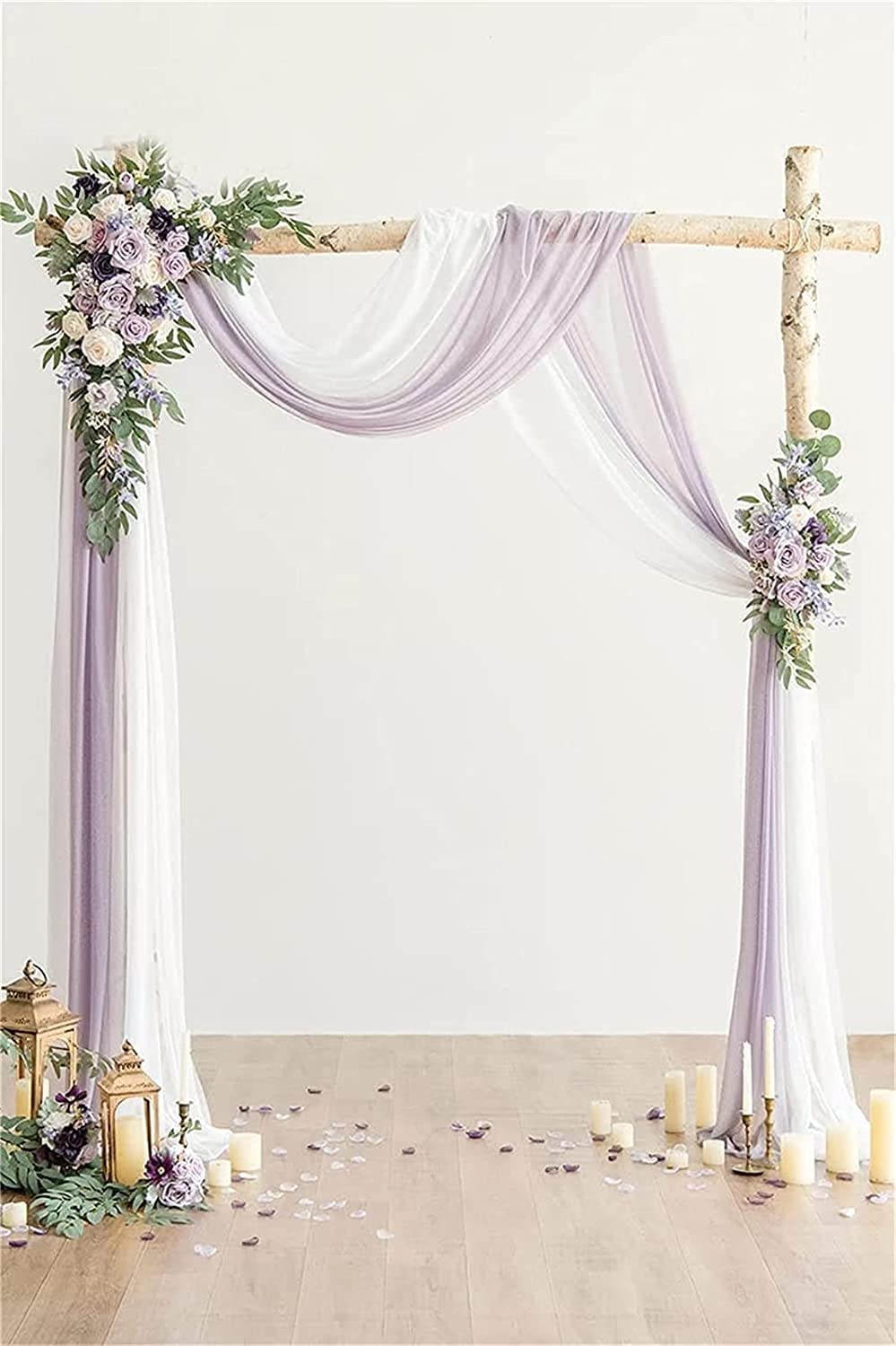 Hochzeitsbogen-Blumen mit Vorhängen-Set – künstliche Swag-Vorhänge for Hochzeitszeremonie, Laube, Empfang, Hintergrund, Blumendekoration(Purple)