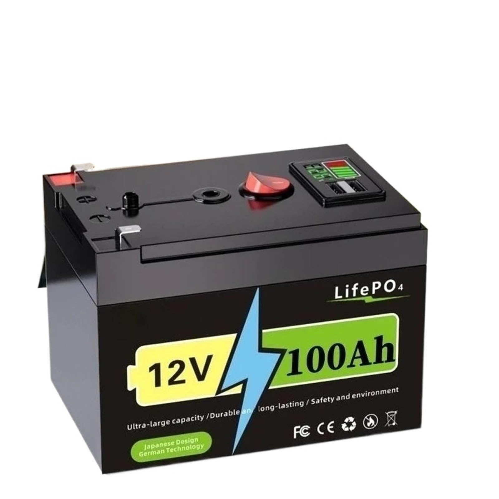 Batería de litio LiFePO4 de 12V, 20Ah, 40Ah, 60Ah, 80Ah, 100Ah, for energía Solar, buscador de peces, rueda eléctrica, iluminación, barco, hogar, RV | 100000mAh (charger)