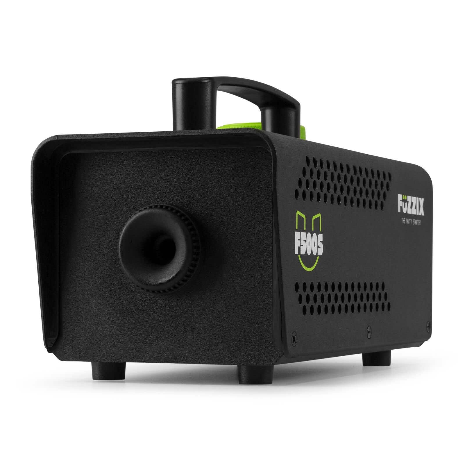 Fuzzix F500S Máquina de humo 500W con control remoto inalámbrico, 250ml depósito, incluye 5L líquido, 50m³/min, recalentamiento rápido 30s, ideal fiestas, DJs y eventos pequeños