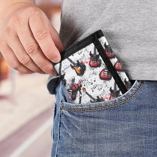 Guitar Music Vintage Trifold Wallet Slim Credit Card Holder Minimalist Front Pocket Money Clip for Women Men 6