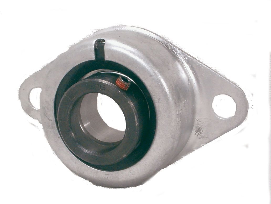 Peer Bearing RCSMRFZ-16S 2 Bolt Flange Unit, Rubber Insulated, Narrow Inner Ring, Set Screw Locking Collar, Single Lip Seals, Pressed Steel, 1