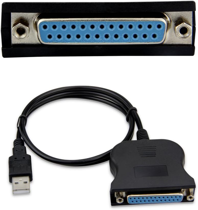 KINGMAS USB to DB25 Pin IEEE-1284 Parallel Printer Adapter Cable, USB Male to RS232 Female