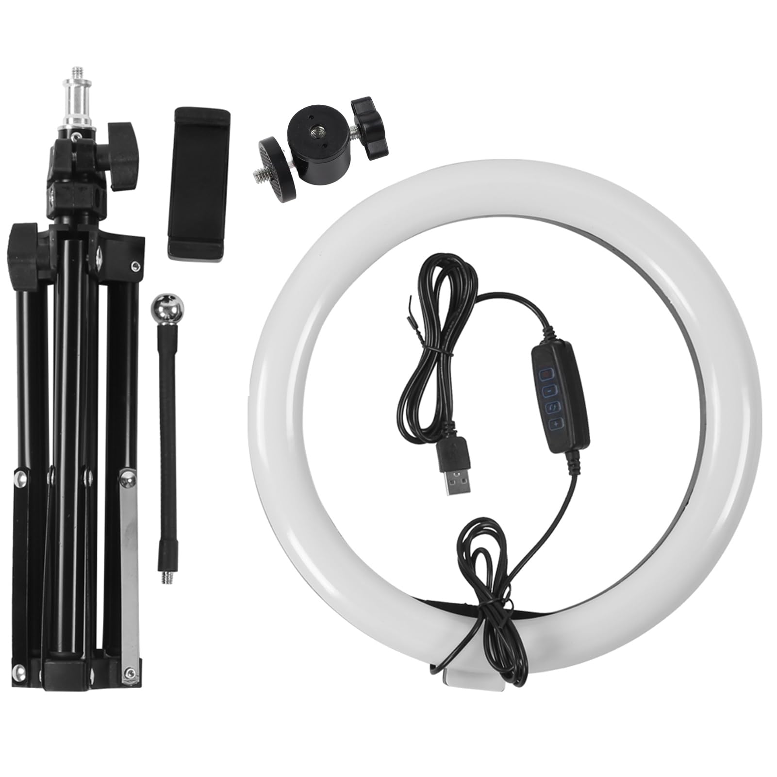 Anello Luminoso a LED per Selfie con Treppiedi e Supporto per Telefono Anello Luminoso a LED Dimmerabile da 10 Pollici Luce di Riempimento per Trucco Video Studio