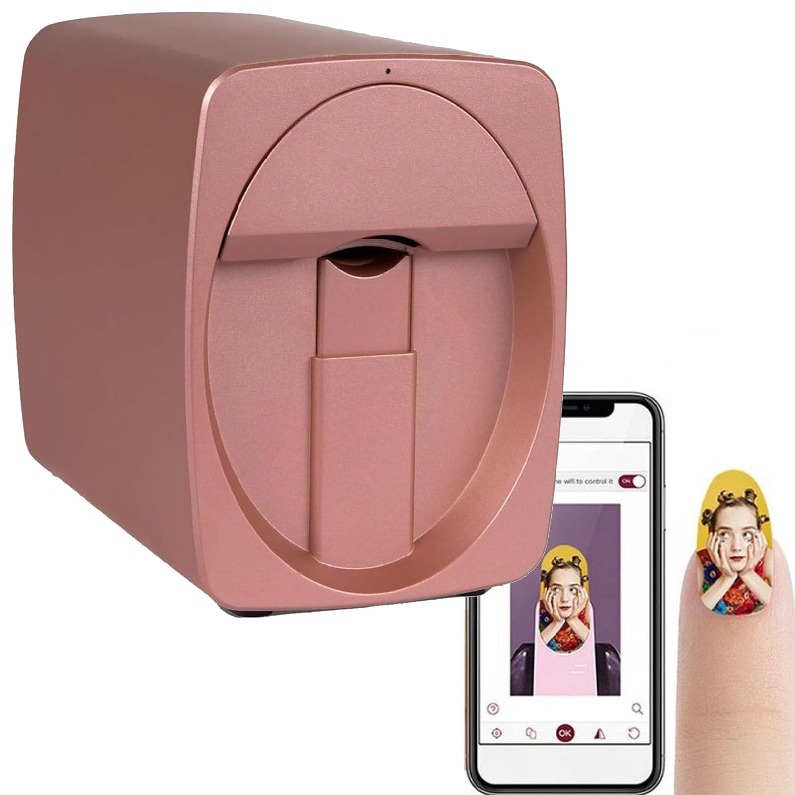 Mini Stampante per Unghie Stampante per Unghie Professionale 3D Macchina da Stampa Portatile per Nail Art Portatile per la casa o Il Salone di Bellezza,Pink