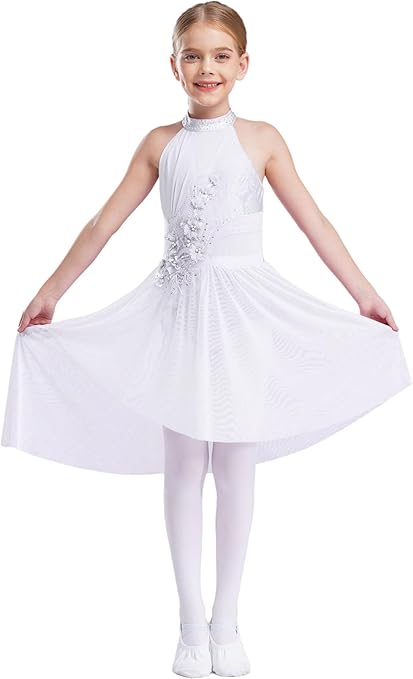 Lyrische danskostuum voor meisjes Glinsterende strass balletpakje