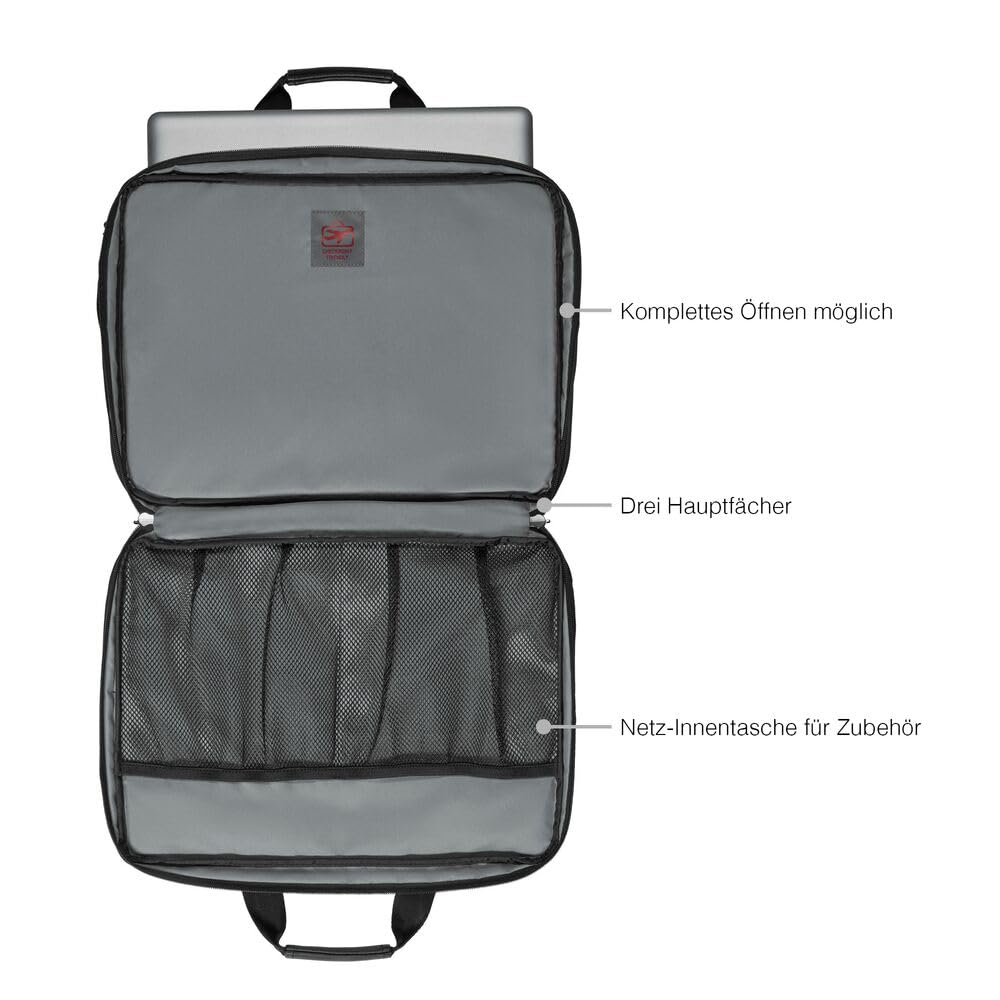 WENGER Legacy 17 Laptop-Tasche zum Umhängen, Notebook bis 17 Zoll, Aktentasche, Organizer, 26 l, Damen Herren, Büro Business-Reisen Uni, Schwarz/Grau, 600655