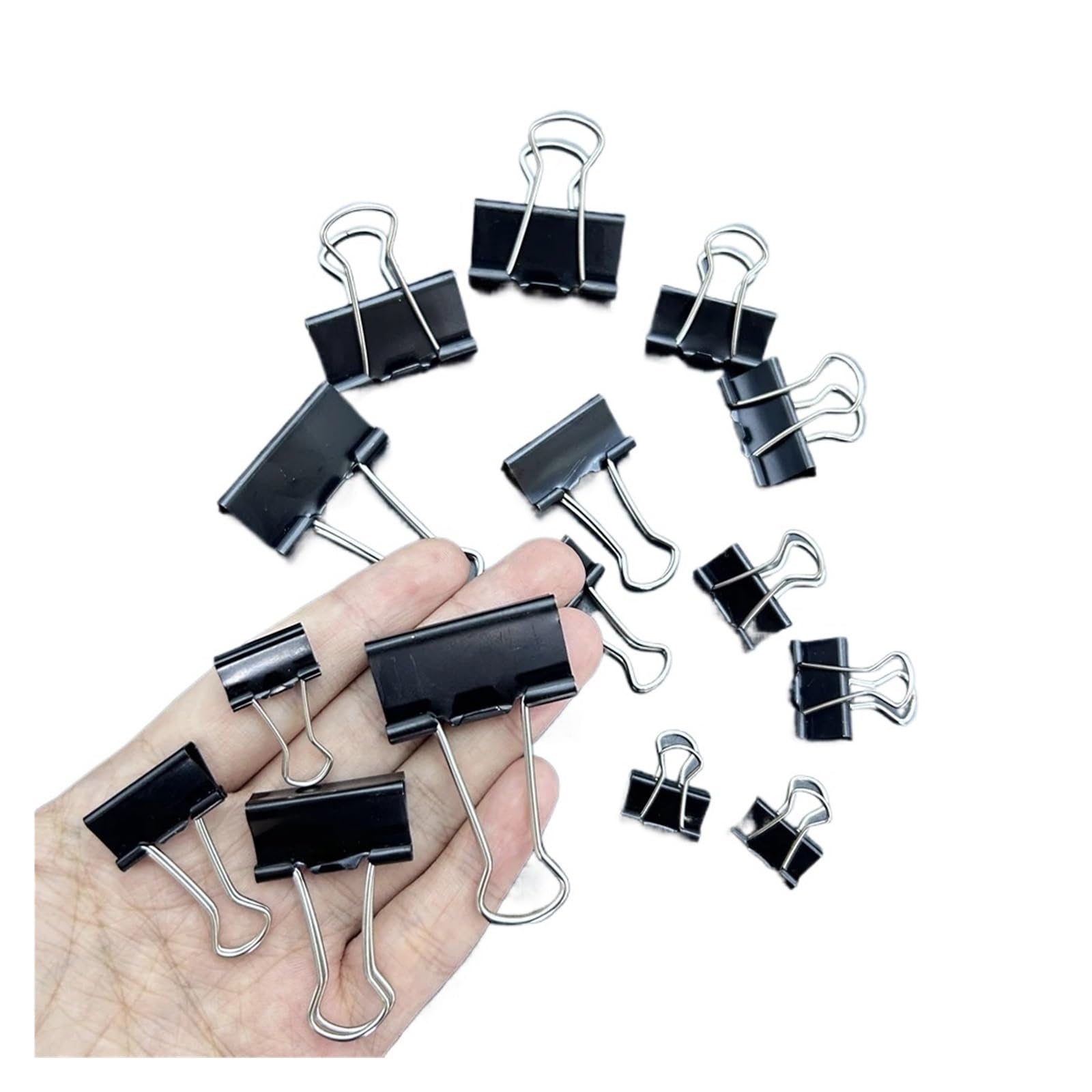 Fermagli Per Raccoglitori 36 graffette metalliche pieghevoli nere | Note Carta da lettere Morsetti for documenti Morsetti for test di biglietti Cancelleria for ufficio domestico(36 Pcs 32mm)