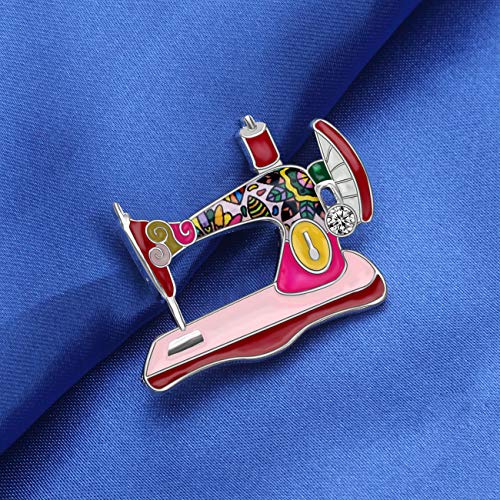Image of Bonsny Enamel Alloy Rhinestone Sewing Machine Brooches Pin Jewelry For Women Girls Novelty Gift Charms