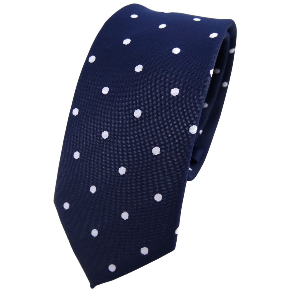 Cravatta azzurra in seta stampata con micro-fiori blu scuro e pois bianchi