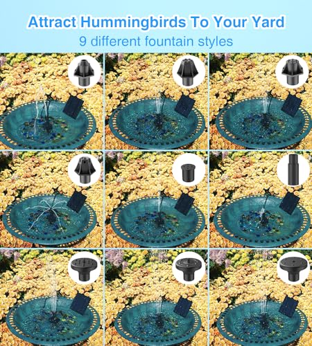 SZMP Solar Springbrunnen für Außen Klein, 2026 Upgrade Glas Solar Teichpumpe mit 3M Kabel & 10 Düsen Solar Wasserpumpe, Solar Fontäne Pumpe für Gartenteich Springbrunnen Vogel-Bad Fisch Behälter