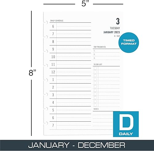 Miniatura 2 de TUL Páginas de recarga diaria Discbound, tamaño junior, enero a diciembre de 2023