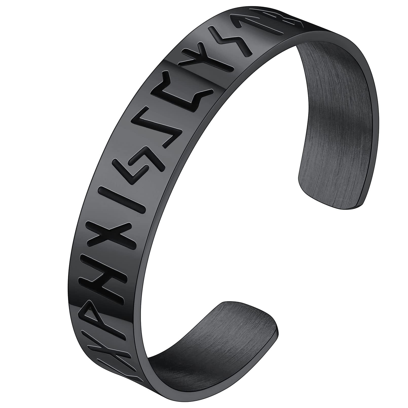 Viking Cuff Bracelet for Men Women, Stainless Steel Rune/Thor's Hammer/Wolf/Celtic Knot Bangles Personalized Customizable