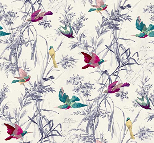 Birds of Paradise Peel and Stick Wallpaper Removable Vinyl PVC Free Bright Colors Incredible Details