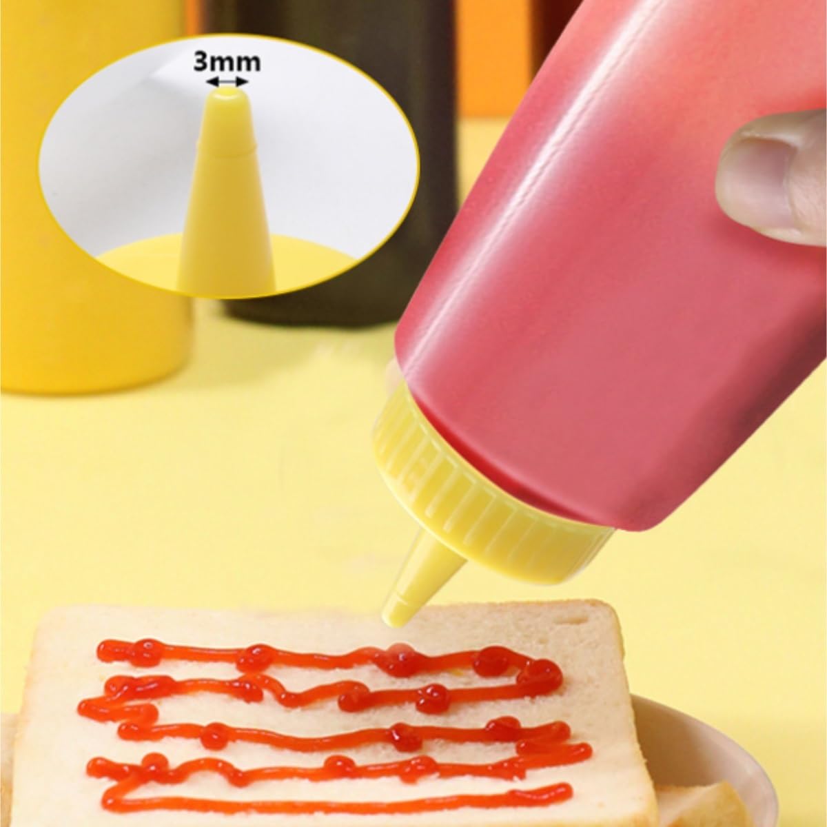 Squeeze Bottle, Spremere Bottiglia Di Salsa Bottiglia Di Salsa Di Insalata Ketchup Di Plastica Addensata Bottiglia Di Condimento Bottiglia Di Salsa Salsa Di Ostriche Pentola Di Olio Cucina Casa 5 PZ M