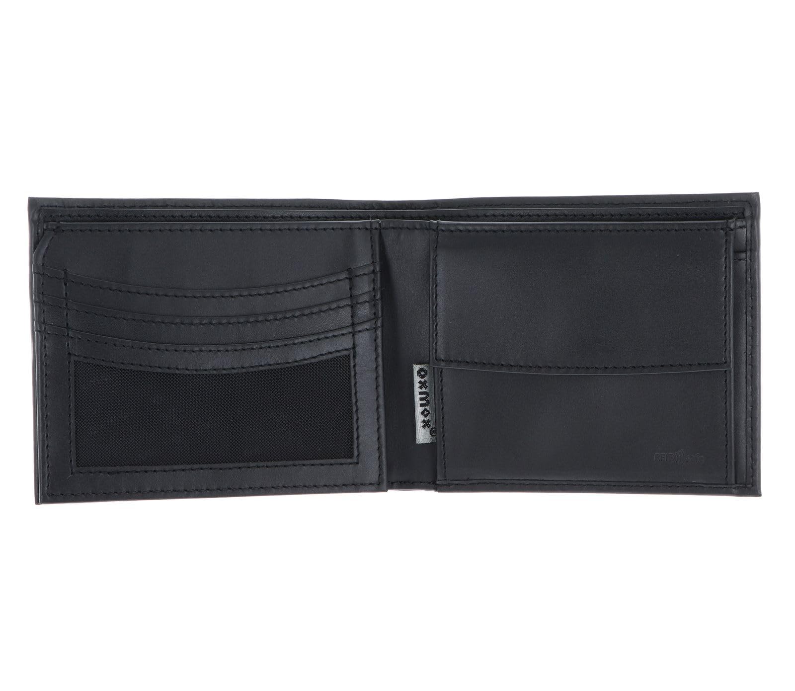 Oxmox Leder Geldbörse Leather RFID Protect Querscheinbörse Freedom Cross Embossed Black schwarz
