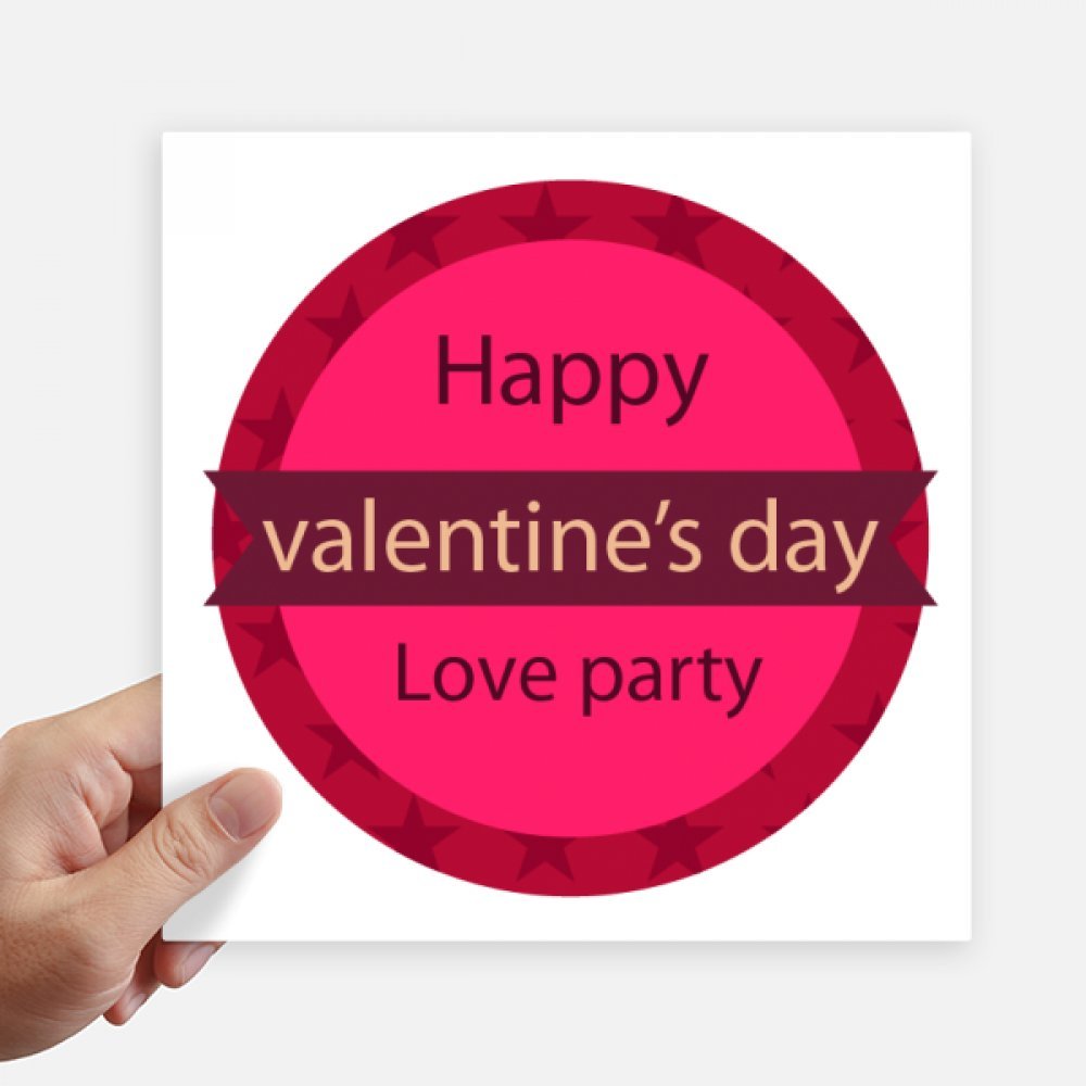 Autocollant carré 20 cm Bonne St Valentin rose ronde multicolore
