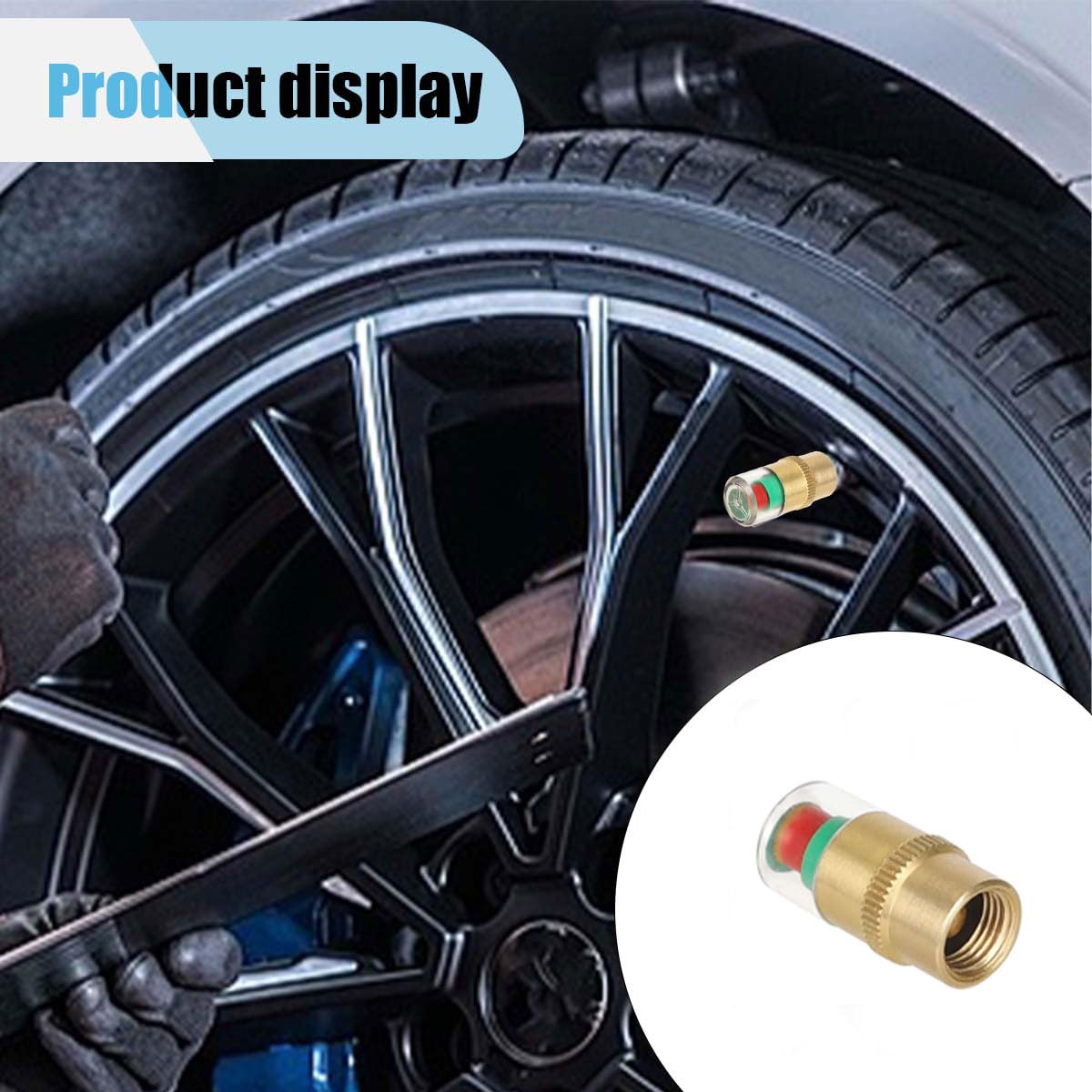 Lot de 12 bouchons de valve de surveillance de la pression des pneus de voiture, 3 couleurs, bouchons de valve d'alerte oculaire avec indicateur de capteur, 2,4 bar 36 PSI pour voitures, SUV, camions