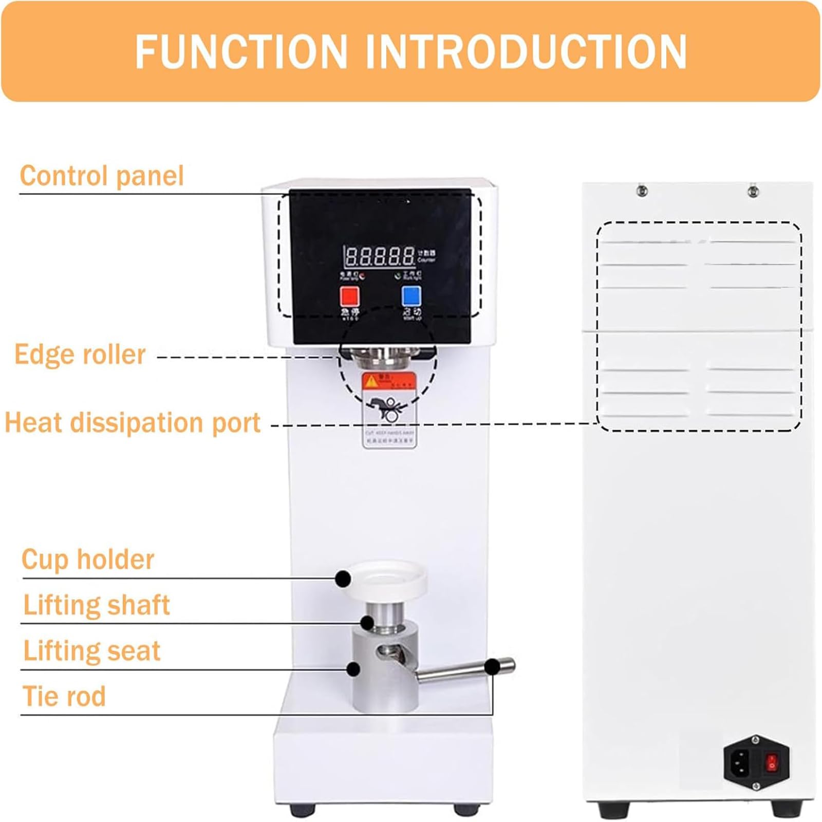 Selladora automática de latas, sellador eléctrico de vasos de 180 W para recipientes de 14 a 21 cm de alto con función de conteo inteligente, ideal para zumos de frutas y latas de cerveza