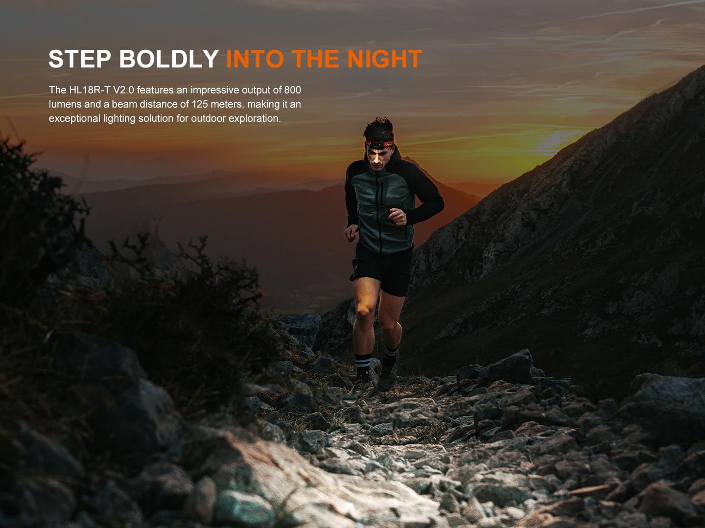 Fenix HL18R-T V2 USB wiederaufladbare 800 Lumen LED Jogging/Trail Running Stirnlampe mit EdisonBright USB-Ladekabel Bundle