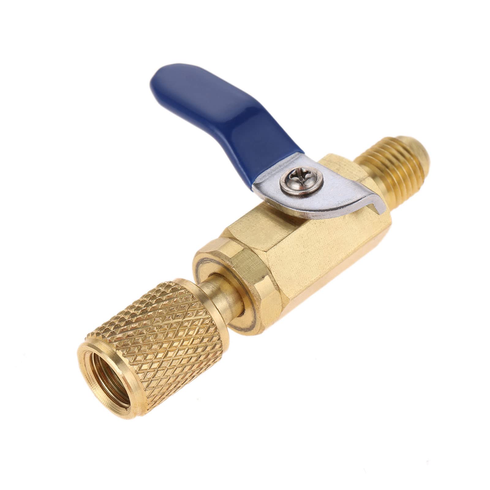 Air Conditioner Ball Valve 1/4" SAE Straight Shut-Off Valve Adapter for HVAC A/C Automotive Service Tools, Fits R134A R22 R12 R410A Refrigerant & Charging Hoses