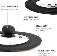 Vista 2 de Juego de 2 tapas universales de vidrio templado ventilado para ollas, sartenes y cacerolas con cubierta antisalpicaduras de silicona resistente al