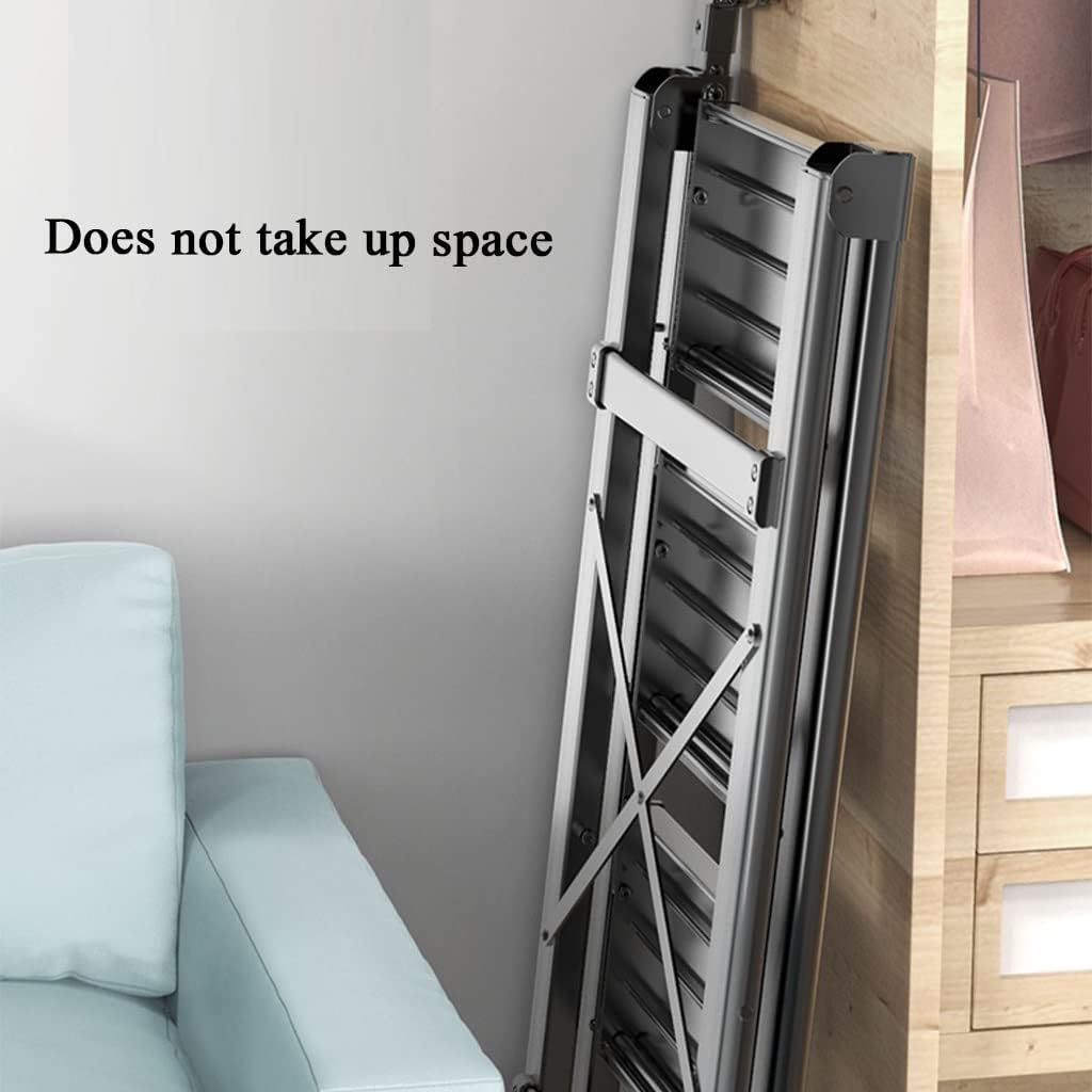 3-Step Folding Step Ladder Telescopic Handrail Aluminum Alloy Thickened Non-Slip Tread Ladder Stool Safe Load 150kg Beam Reinforcement Portable Wear-Resistant Space-Saving (Color : Black handrail)