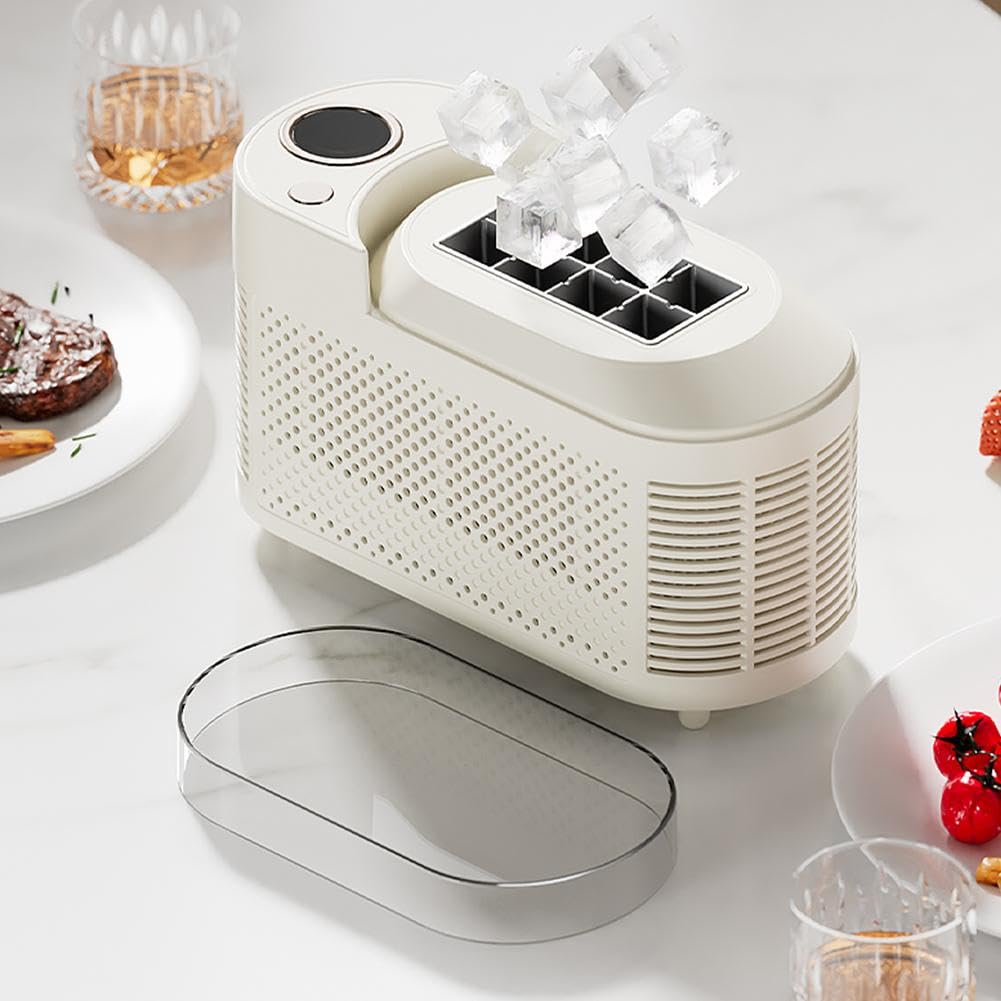 Erxewim Portable Countertop Ice Maker Machine, 8 Cubes In 10-15 Mins, Compact Mini Ice Maker, For Office, Home, Camping, RV, Car & Travel (Cream White) on Fridge.com - View 5