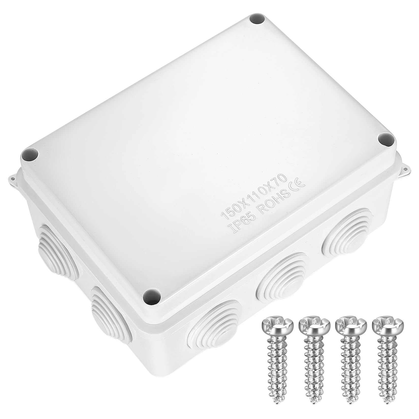 Therlan Aansluitdoos, zwart, waterdicht IP65, zwarte ABS-kunststof behuizing, aansluitdoos, elektronische behuizing, opbouw, verdeeldoos, buiten, waterdicht, 230 x 150 x 85 mm