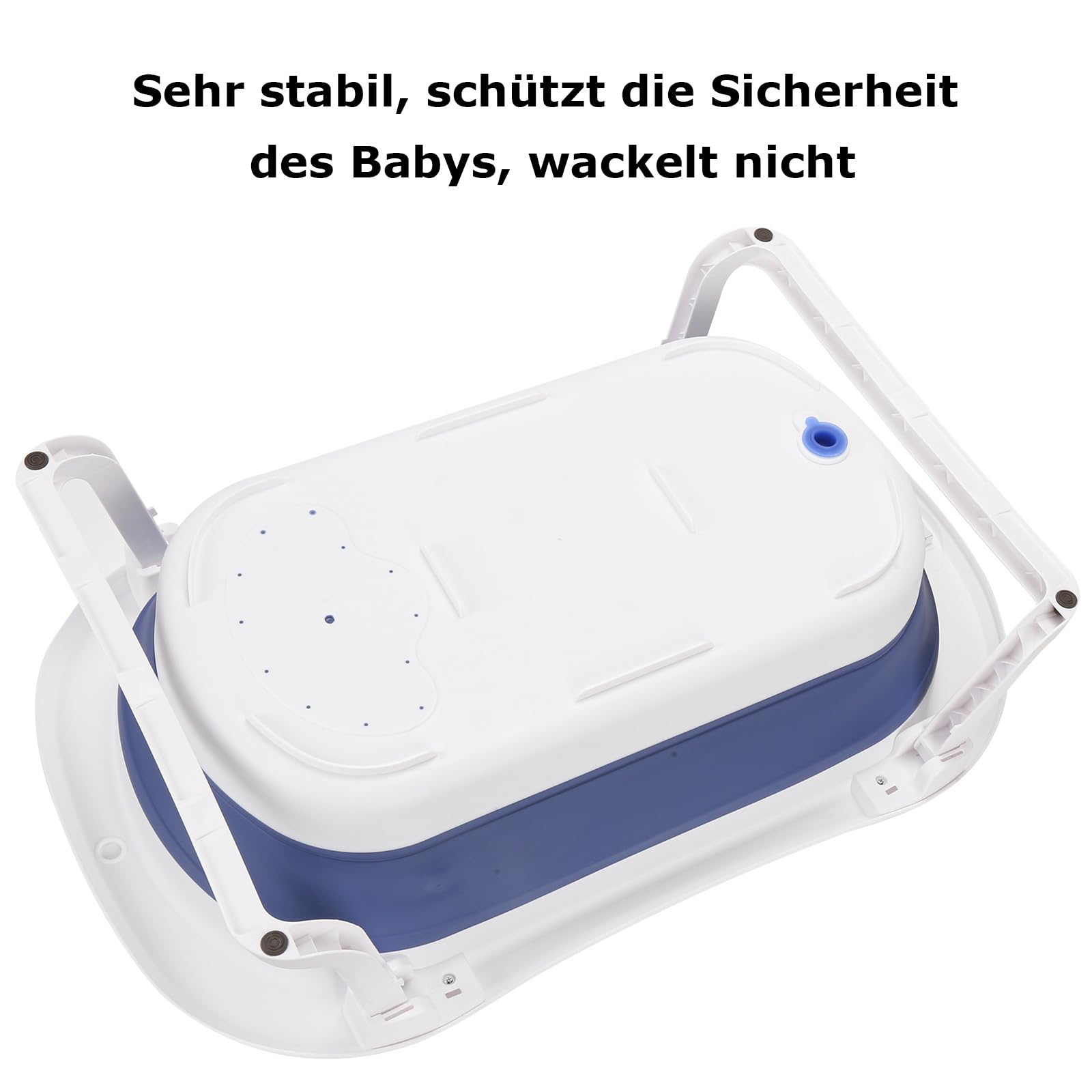 Navicella pieghevole blu 50L con inserto da bagno, termometro per acqua, tappo che cambia colore, fondo antiscivolo, vasca da bagno pieghevole per neonati da 0 a 6 anni