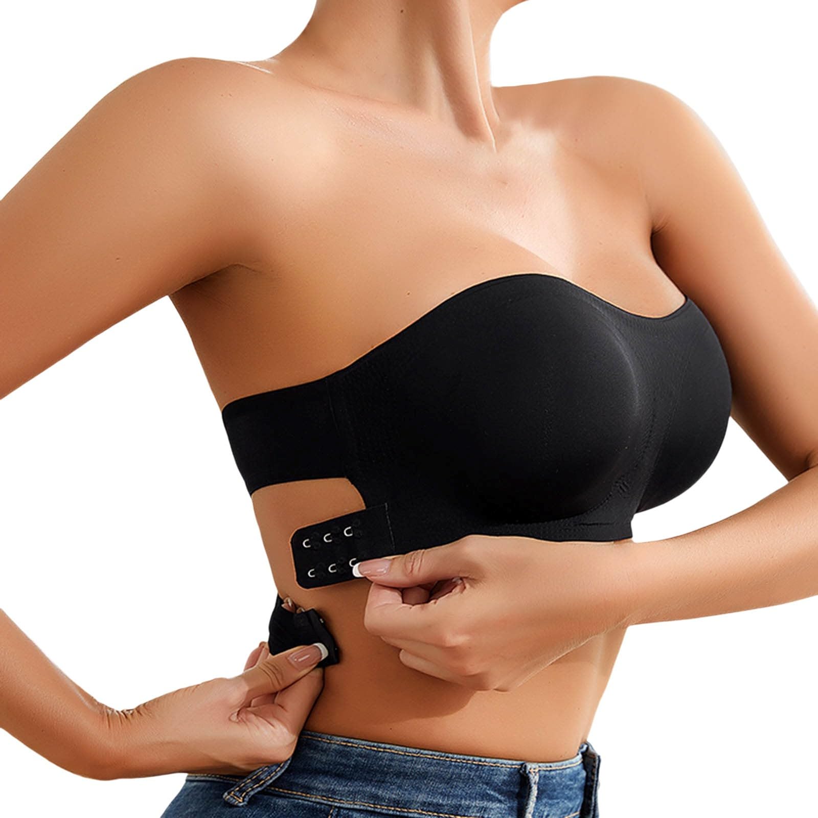 Soutien Gorge Bandeau sans Armature Bretelles Grande Taille Femme Bra Top Soutien-Gorge À Larges Armatures Push-Up Bretelle Soutiens-Gorge Soutif Dos Nu Dos-Nu Push Up