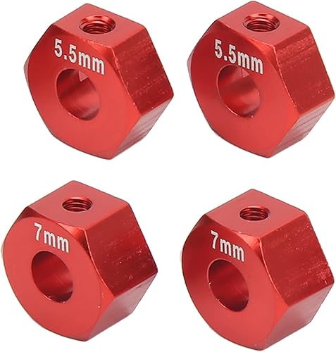 Miniatura 9 de Cubo de rueda RC, 4 piezas de aleación de aluminio RC hexagonal, cubo de neumático de vehículo RC, juego de accesorios para 1/10 Slash 4x4 rustler