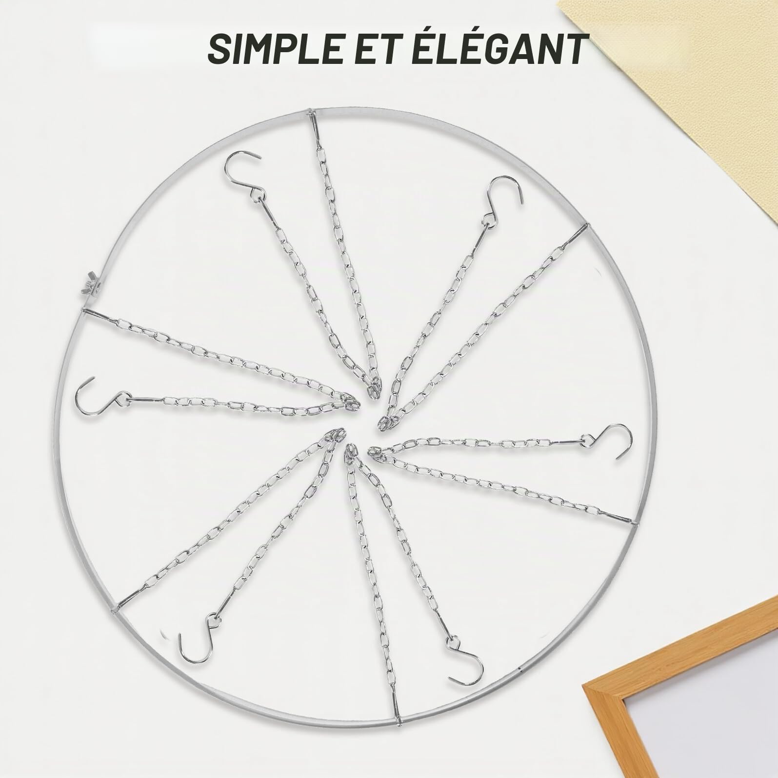 Anneau Suspendre Rond en Métal Inoxydable 60 Cm pour Rideaux de Plafond, Kit de Drapage Décoratif pour Mariage et Cérémonie, Support Robuste et Ajustable, Accessoire Intérieur