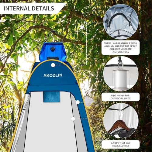 Image of AKOZLIN Portable Pop Up Shower Tent Instant Privacy Dressing Changing Shelter Outdoor Shower Room Camp Toilet Tent 74.8 inch High