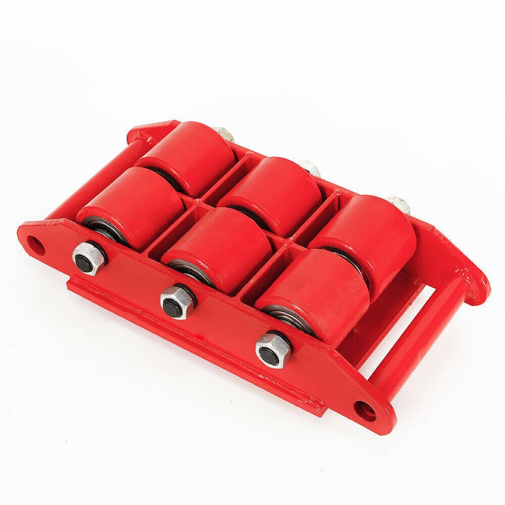 Carrello di trasporto 8T in plastica, carrello di trasporto industriale, ruote per trasporto industriale, dolly, per ambienti industriali, grandi attrezzature, rotazione a 360°, rosso