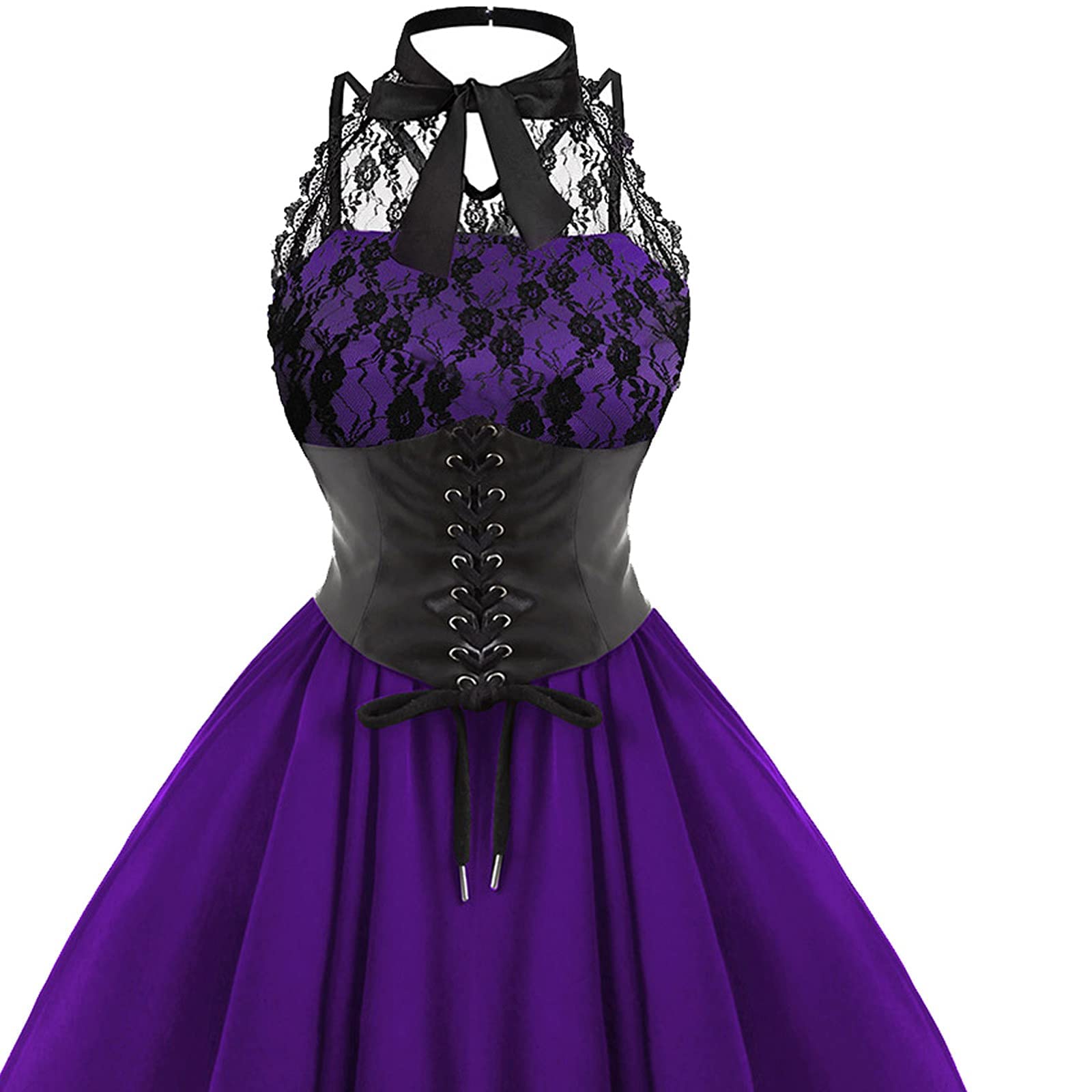 Abito da donna senza maniche, stile gotico, anni '80, corsetto in pizzo, per cocktail