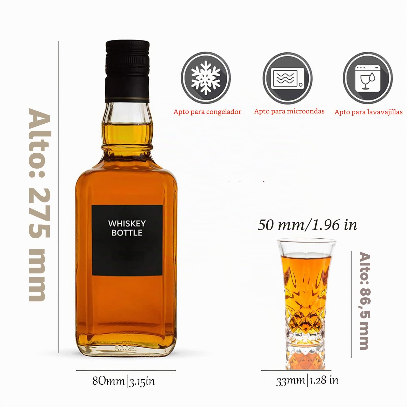 Juego de vasos de chupito de base pesada | Vasos de puerto de 2 onzas | 60 ml (Juego de 12 unidades)