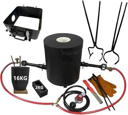 Kit de horno de fundición de propano de gran capacidad de 35.3 lbs (35 libras) para fusión de metal con marco de molde de frasco de fundición de