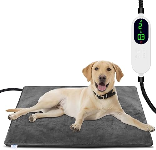 ENJOY PET Almohadilla térmica para mascotas, almohadilla térmica para perros con temporizador de 13 niveles y 9 niveles de temperatura, almohadillas