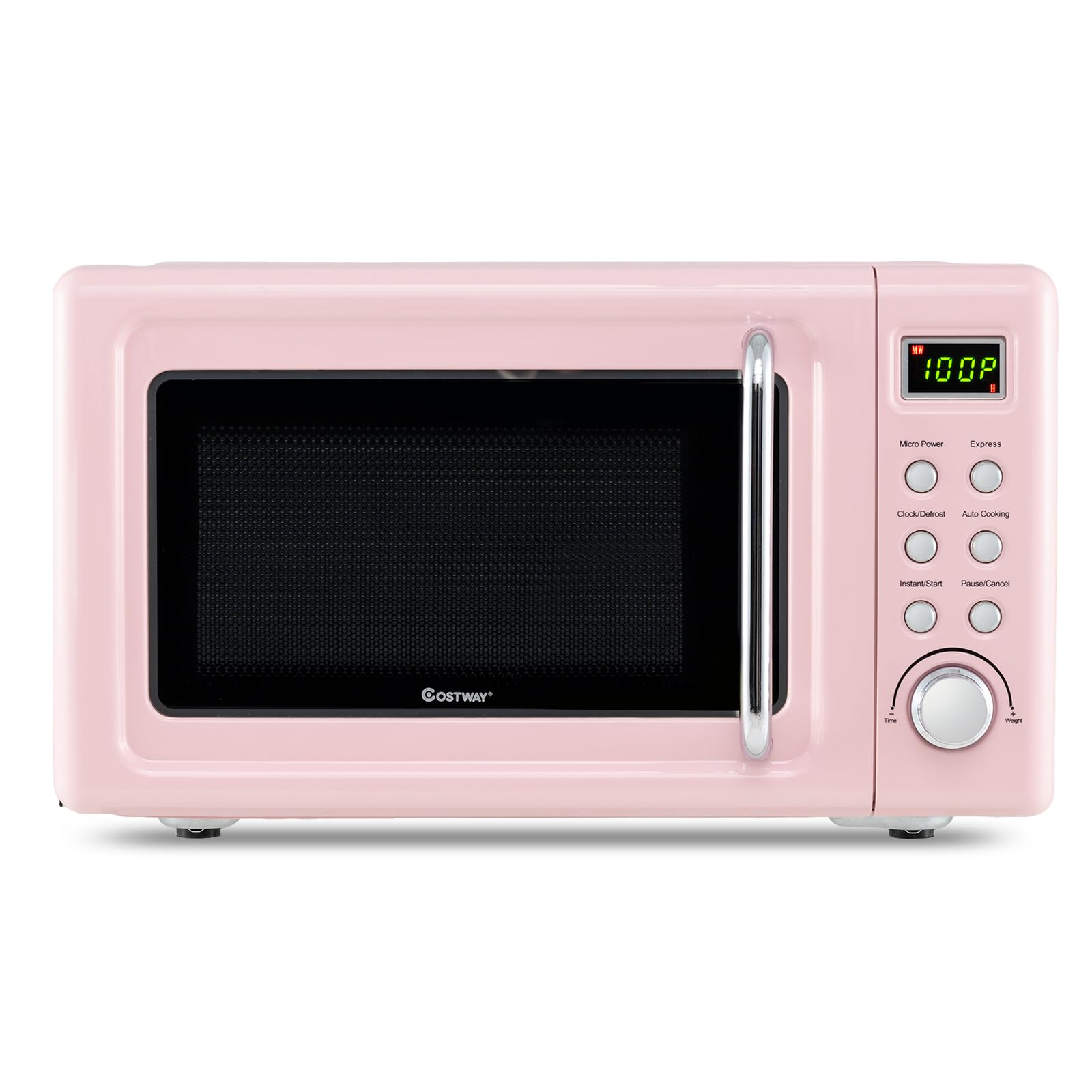 COSTWAY Microwave Countertop 0 7Cu ft Microwave Ovens with 5 Micro Power Delayed Start Function Glass Turntable Viewing