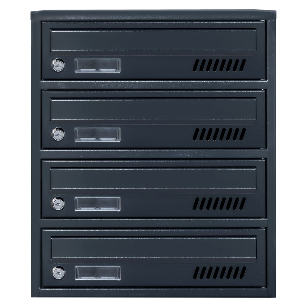 Boîtes aux Lettres avec Fixation Murale Euro GLM 4 RAL 7016 Bloc de 4 Boite aux Lettres Lot de 4 boîtes aux Lettres Boîte à courrier