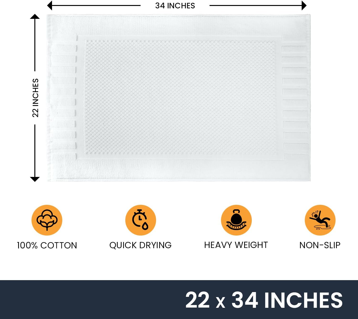 belem Luxury Bath Mats Bulk | 22x34 Pack of 60 (5 Dozen) | 100% Cotton | Super Absorbent & Quick Drying | Ultra Plush & Machine Washable | Perfect for Hotels, Motels, Resorts & Spa