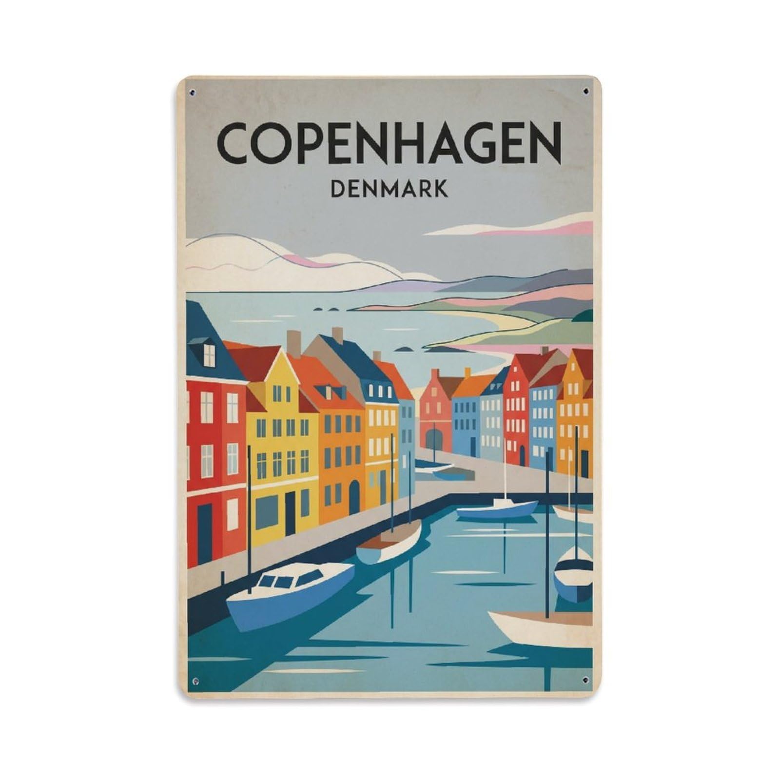 Fqcyn Style Metal Tin Sign Vintage Travel Denmark Copenhagen