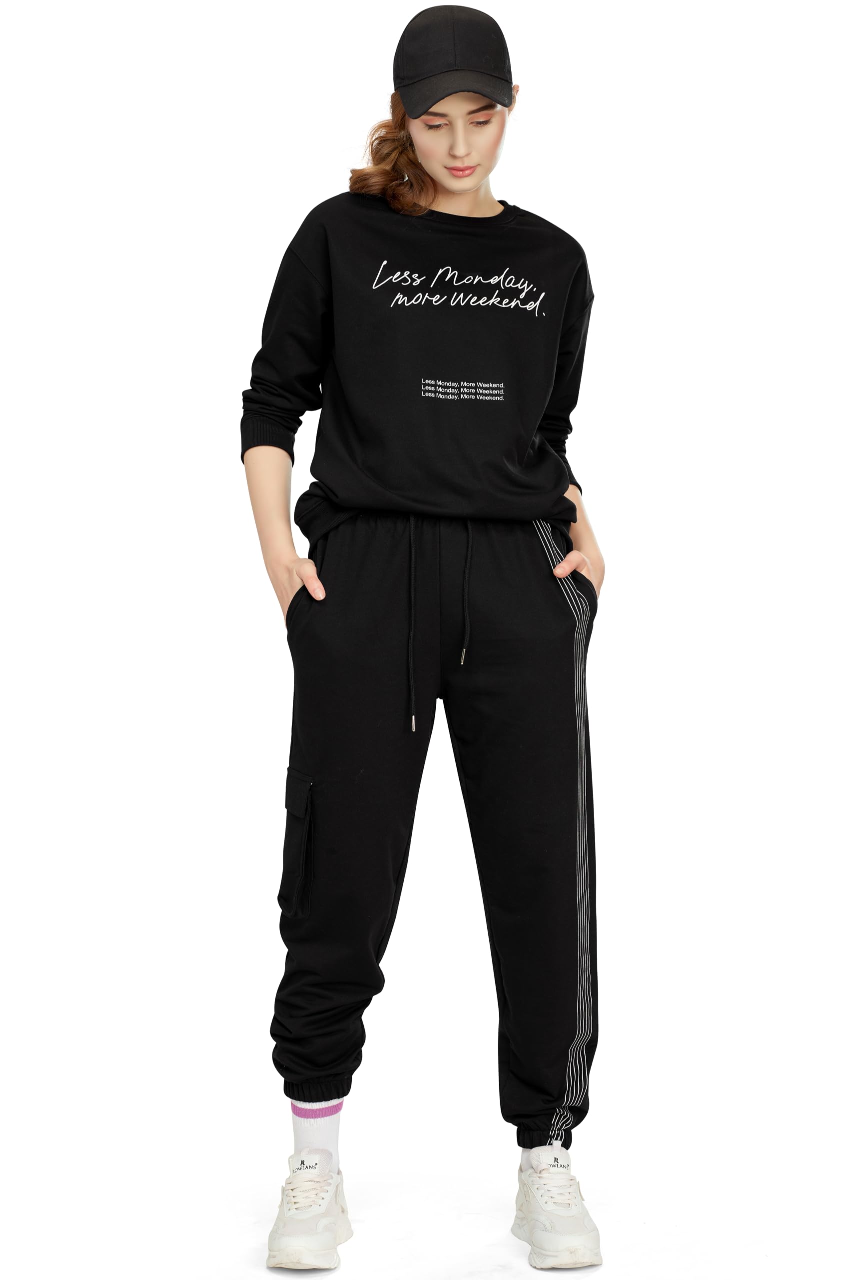 Women's Cotton Track Suit Typography Printed Sweatshirt Co-ords Set 5821