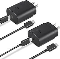 GUUSMART 2-Pack 25W USB C Fast Charger with 6ft Cable for Galaxy S24 S23 S22 iPhone 16 15 Pro Max - PD 3.0 Wall Adapter Black
