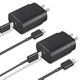 Type C Charger, 2-Pack 25W Type C Fast Charging Block with 6ft USB C Charger Cable Compatible with Galaxy S25 S24 S23 S22 S21+/Phone 16/16 Pro Max/15/15 Pro Max/15 Plus-Black