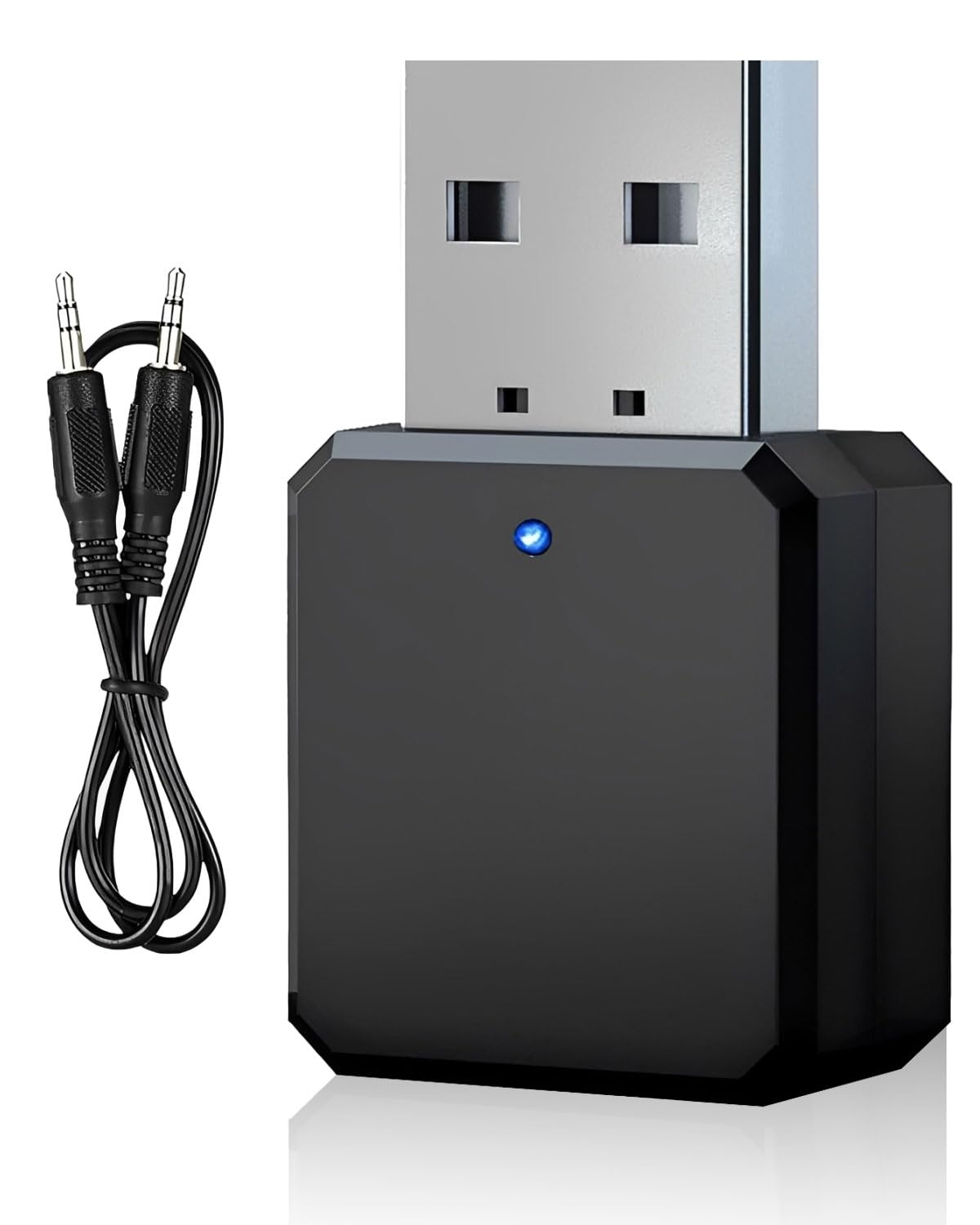DAFNE USB Adaptador Bluetooth 5.1 para Coche con Cable de Audio Digital de 3,5 mm, Transmisor Receptor Bluetooth con Salida USB para Radio, Altavoz, Llamadas Manos Libres, Auriculares y Altavoces